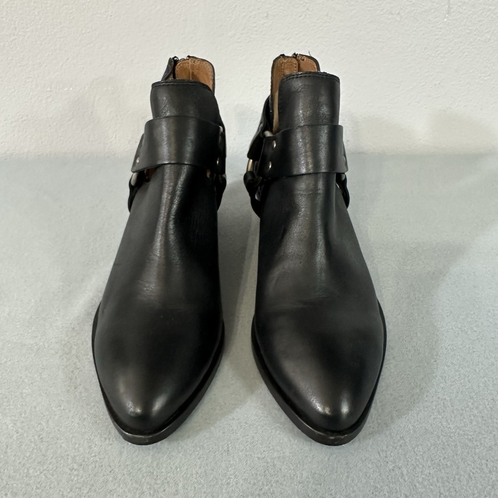 Frye Ray Harness Ankle Booties Boots Black Leather Back Zip Western Women's 9 - Picture 5 of 12